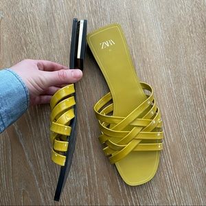 ZARA yellow mustard gloss sandals